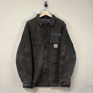 Vintage Carhartt Brown Canvas Work Jacket with Corduroy Collar